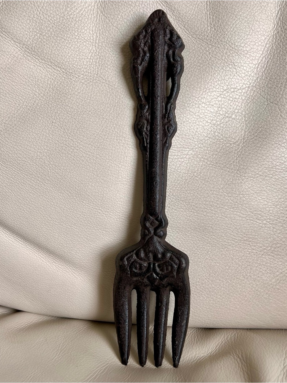 Decorative Cast Iron Fork Wall Hook - Dark Brown